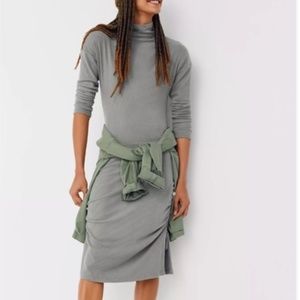 Anthropologie Emily Ruched Ribbed Midi Dress New